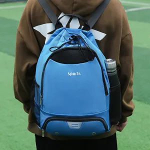 Outdoor Sports Basketball Fitness Backpack Waterproof Oxford Cloth Drawstring Travel Bag With Helmet Shoe Compartment
