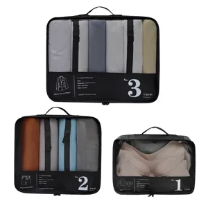 3-Teiliges Reise-Aufbewahrungstaschen-Set Tragbarer Kleider-Organizer Koffer-Packtaschen