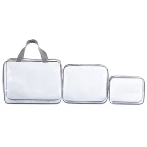 Juego de 3 neceseres de maquillaje transparentes impermeables, organizador de artículos
