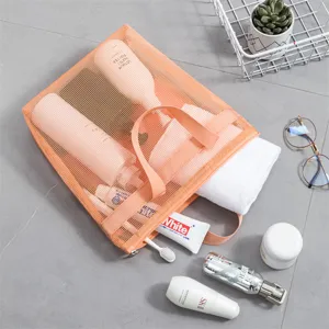 Orange mesh beach bag versatile shower caddy portable storage organizer 2024!