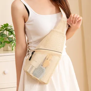 Bolso de Pecho para Hombre Poliéster Malla Transpirable Bandolera Casual Deporte Aire Libre Crossbody Ligero Viaje