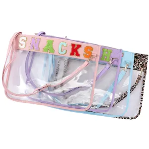 Sac bandoulière transparent en TPU pour documents avec lettres colorées en chenille école
