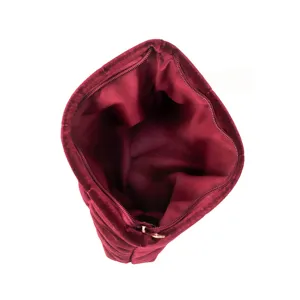 Large capacity velvet cosmetic bag with zipper closure, portable makeup storage pouch main view