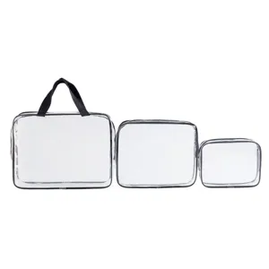 Transparentes Kosmetiktasche 3er Set Durchsichtige Make-up Tasche Kulturbeutel Reißverschluss