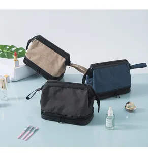 Trousse de toilette homme impermeable avec separation humide seche pochette de voyage.