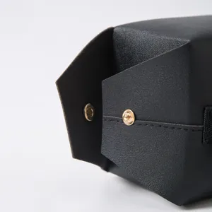 Caja de pañuelos plegable de cuero PU negro soporte impermeable organizador coche