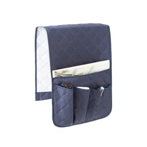 Organizador de reposabrazos de sofá bolsa colgante de almacenamiento bolsillos azul
