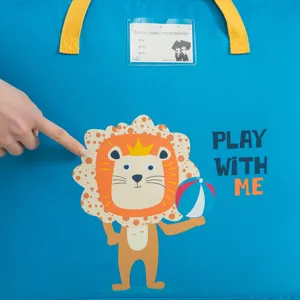 Bolsa de almacenamiento de edredón para niños con estampado de león impermeable azul
