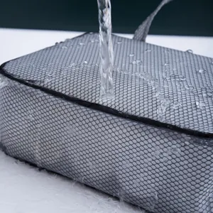 Bolsa de aseo impermeable de malla gris bolsa de almacenamiento de maquillaje fitness