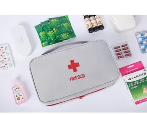 Portable first aid bag empty emergency medical storage organizer for travel household use.