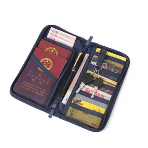 Organizzatore di passaporto multifunzionale in tessuto con slot per carte e chiavi viagg