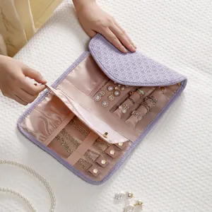 Caja Organizadora de Joyas Impermeable de PU Portátil Bolsa de Almacenamiento de Viaje Para Collar Pendientes Anillos Pulseras Mujer Diario