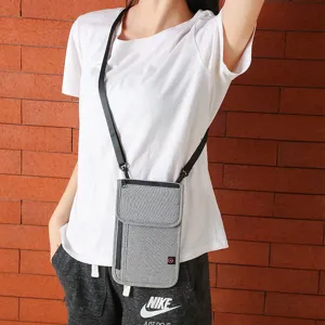 Sac bandoulière étanche pour passeport voyage gris pochette téléphone porte-cartes pratique
