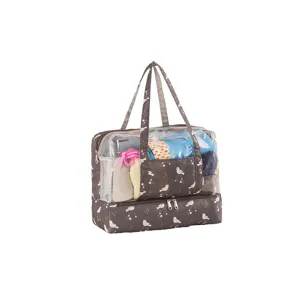 Bolsa de viaje impermeable con compartimento para zapatos, bolso con estampado de aves para playa.