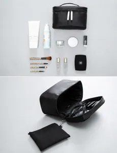 Schwarze tragbare Kosmetiktasche multifunktionale Make-up Organizer Reise Aufbewahrung