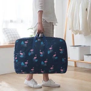 Grosse Oxford Stoff Bettdecken Aufbewahrungstasche mit Flamingo Muster fuer den Umzug