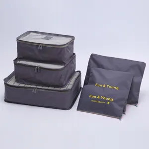 Set de 6 cubos de embalaje para viaje, bolsos organizadores de equipaje versátiles.