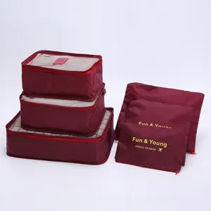 Set de 6 Cubos de Embalaje de Viaje Organizador de Equipaje para Ropa Bolsas Color Rojo
