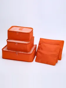 Gran juego de 6 cubos de embalaje de viaje naranjas para maleta y organización