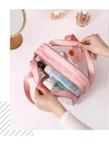 Borsa cosmetica rosa multifunzionale trousse da trucco trasparente da viaggio e organizer