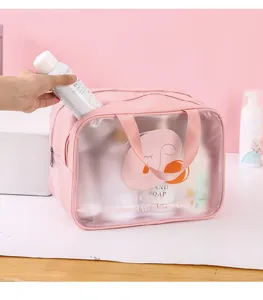 Borsa cosmetica impermeabile multifunzione con tasca trasparente, ideale per viaggi.