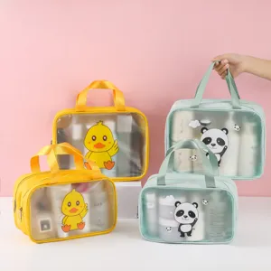 Borsa cosmetica trasparente impermeabile con stampa di animali, organizzatore di viaggio.