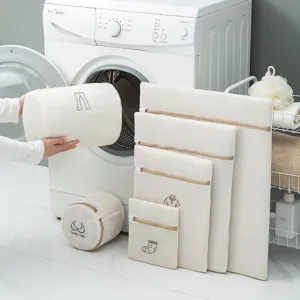 Thickened Sandwich Honeycomb Mesh Laundry Bag Set 6 Pieces Zipper Washing Machine Protection Bags For Underwear Clothes Classification