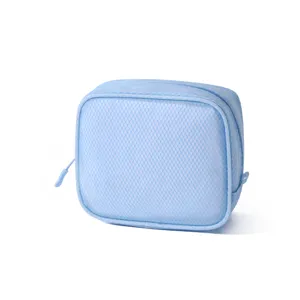 Bolsa de cosméticos impermeable de EVA azul claro, necesir de viaje portátil organizador.