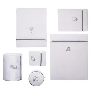 Thickened mesh laundry bags set for washing machine, durable zip wash bags for clothes protection.