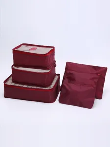 Set de 6 cubos de viaje organizador de maleta rojo vino bolsas para ordenar ropa
