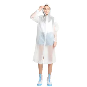 Impermeable largo transparente con capucha para adultos, equipo impermeable de exterior ideal.