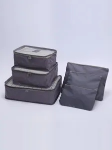 Set de 6 cubos de embalaje de viaje, grandes bolsas grises para organizar la maleta.