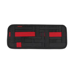 Organizador multifuncional para visera de coche con bandas elásticas tejidas prácticas.