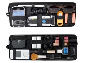 Organizador de visera solar para coche tablero de almacenamiento elastico para telefono y gafas.