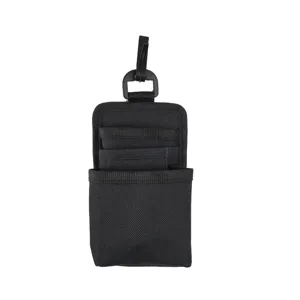 Black multi-functional car storage bag with hooks, durable nylon organizer for phone.