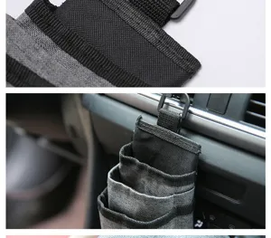 Car vent storage bag hanging organizer multi-pocket durable fabric holder for auto interior
