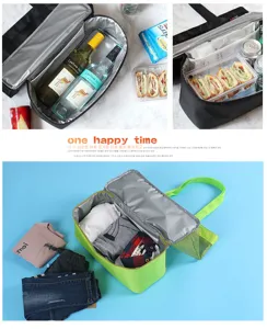 Insulated picnic cooler bag with wet dry separation design for travel, camping and daily use.