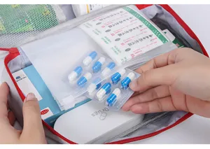 Portable first aid medicine bag travel emergency storage pouch household medical kit organizer.