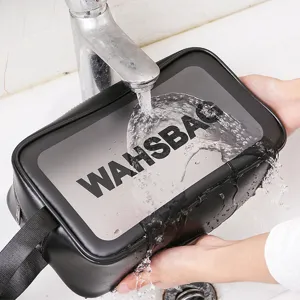 Waterdichte zwarte cosmetische tas reistoilettas voor dagelijks gebruik waterdichte wastas.