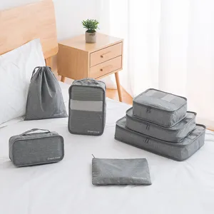 7-piece waterproof travel storage bags set portable luggage organizer cubes for suitcase packing