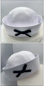 White sailor hat featuring a sweet black velvet bow detail, perfect for sweet JK cosplay.