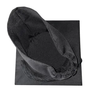 Classic black graduation cap with tassel, perfect for university ceremonies and academic events.