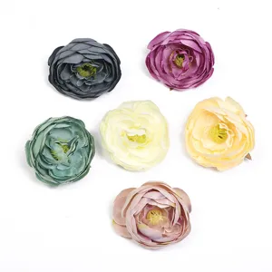 Artificial flower heads for DIY crafts, home decoration, and photography props, colorful set.
