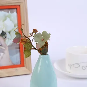 Artificial leaves potted plant ceramic vase home desktop decoration ornament flower arrangement.