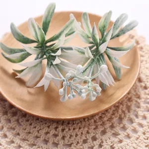 Artificial green plant leaves simulation succulent floral home balcony decor detail shot