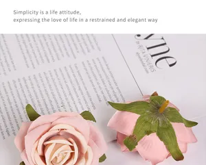 Künstliche Rosenblüten Köpfe rosa Kunstblumen Hochzeit Heimtextilien Fotorequisiten 1Stk.