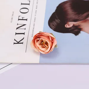 Artificial peach pink rose flower head for home decor photography props DIY crafts detail view