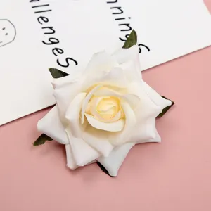 White silk artificial rose flower head for wedding decoration DIY photography props floral craft.