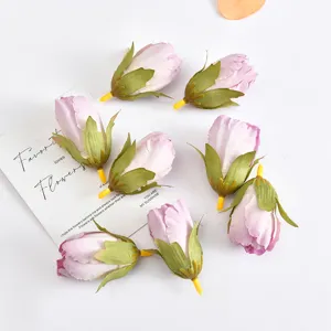 Artificial flower heads purple tulip rose fake floral craft DIY wedding decor material