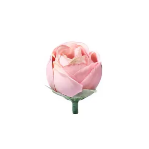 Artificial pink rose flower head fake silk rose for home decor wedding party photography props